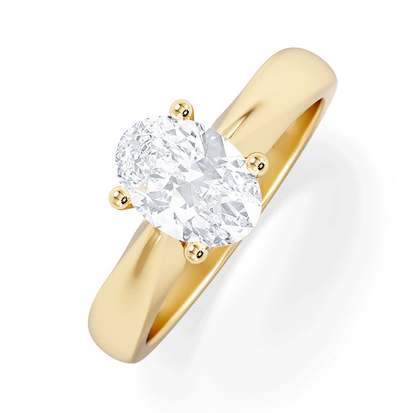 Naomi Oval Cut Lab Diamond Engagement Ring 1.00ct H/SI in 9k Gold
